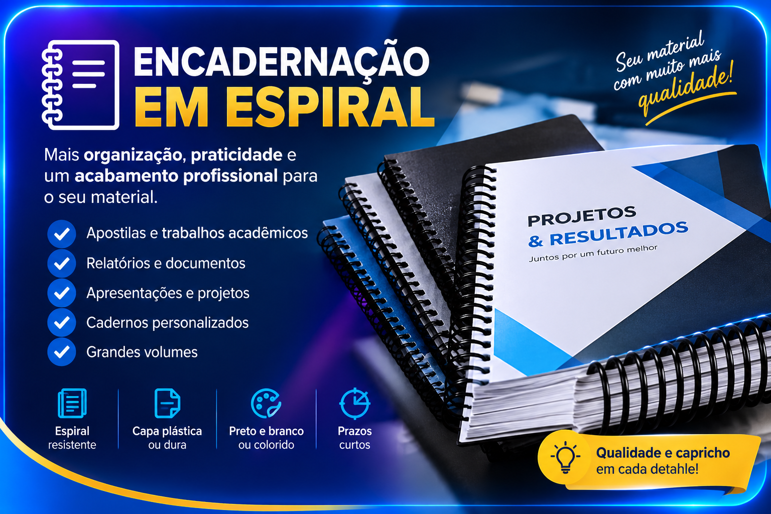 Encadernação de apostilas e materiais didáticos